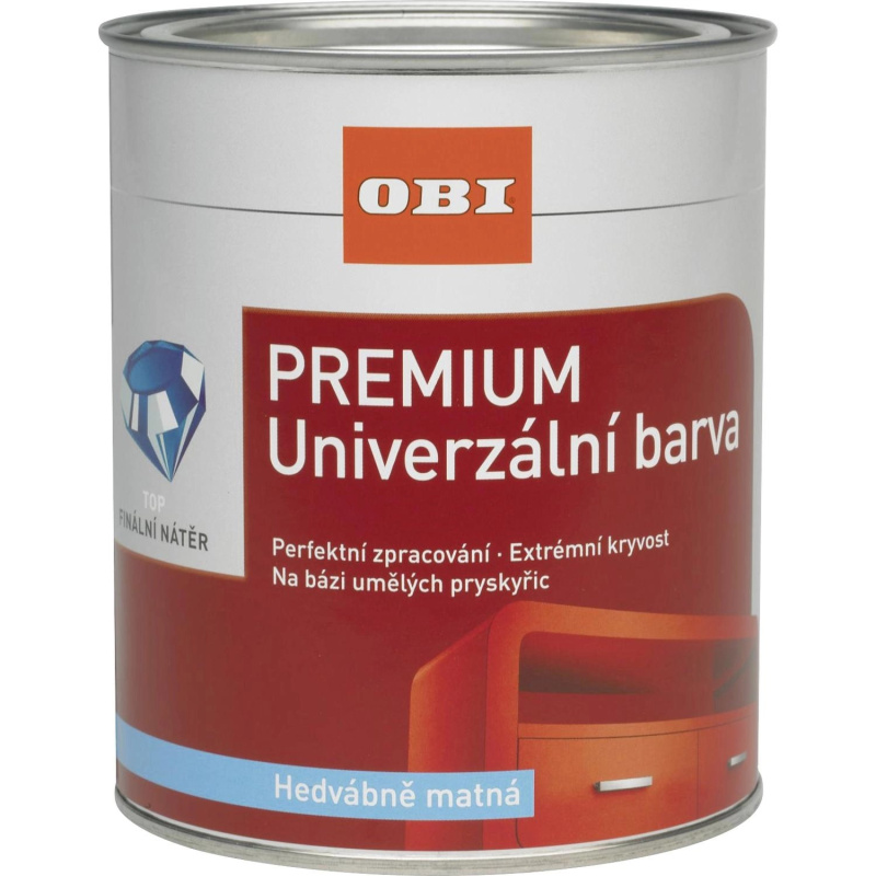 OBI Univerzální barva PREMIUM hedvábně matná ohnivě červená 375 ml