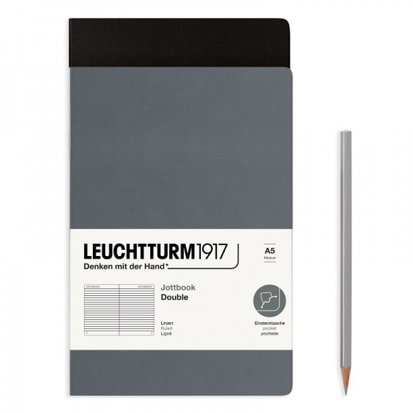 Notes Leuchtturm, A5, linkovaný (sada 2 ks) – černý Aladine