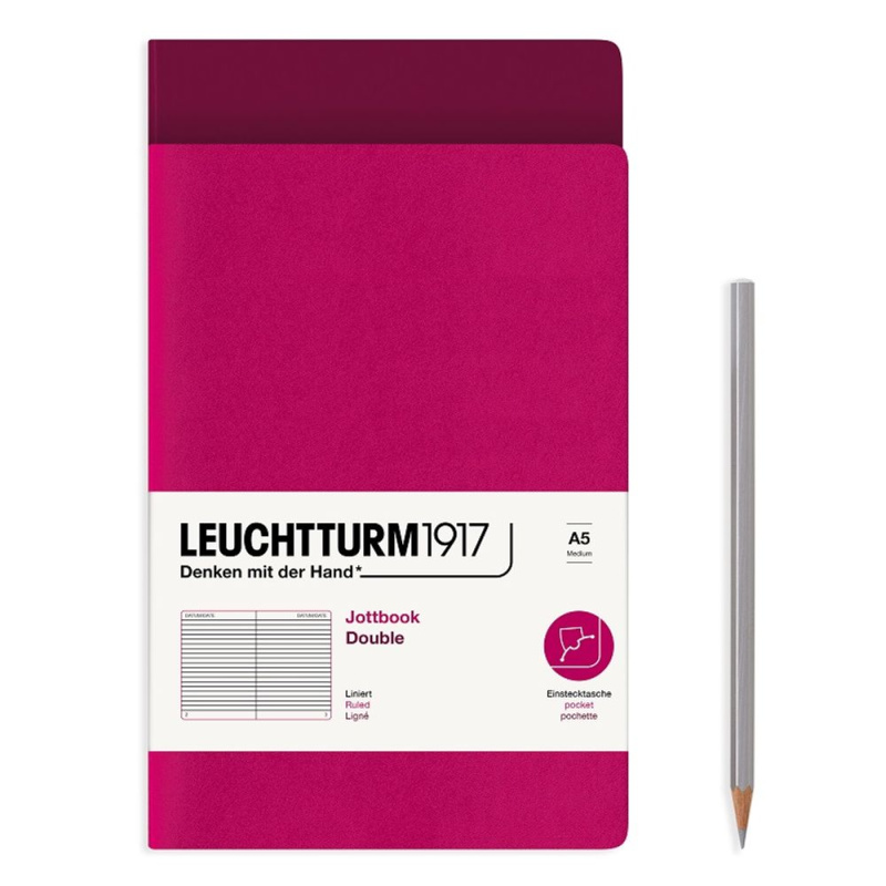 Notes Leuchtturm, A5, linkovaný (sada 2 ks) – červený Aladine
