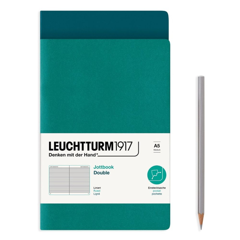 Notes Leuchtturm, A5, linkovaný (sada 2 ks) – zelený Aladine