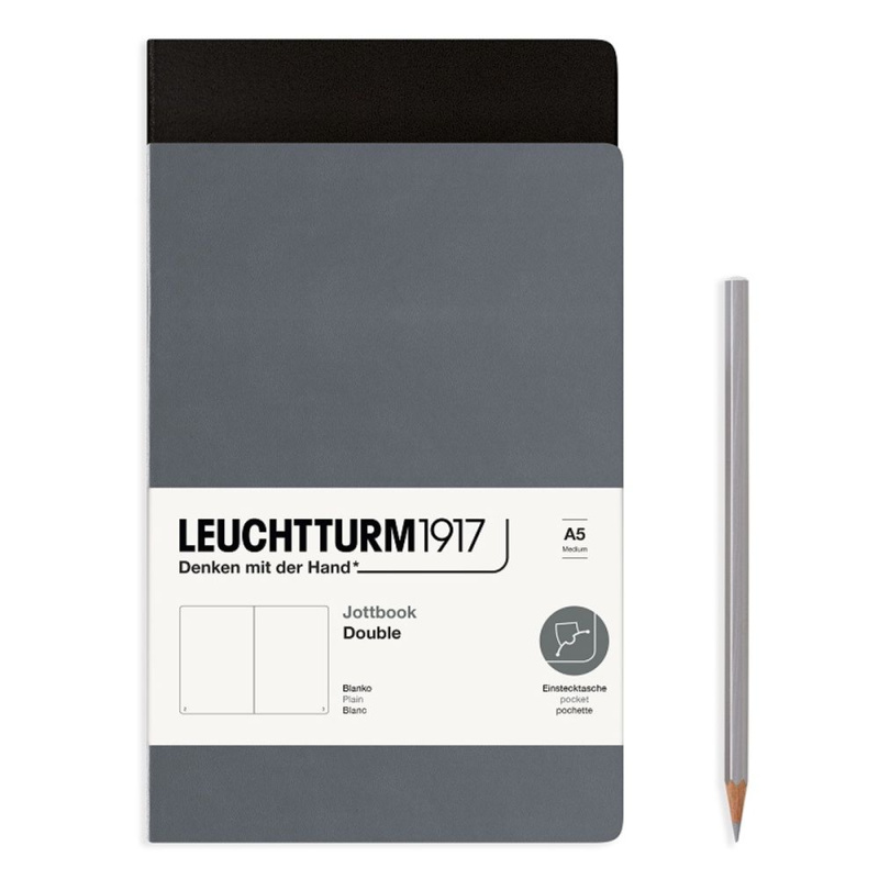 Notes Leuchtturm, A5, prázdný (sada 2 ks) – černý Aladine