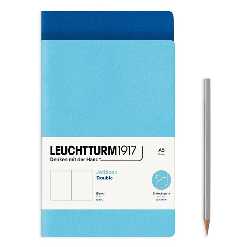 Notes Leuchtturm, A5, prázdný (sada 2 ks) – modrý Aladine