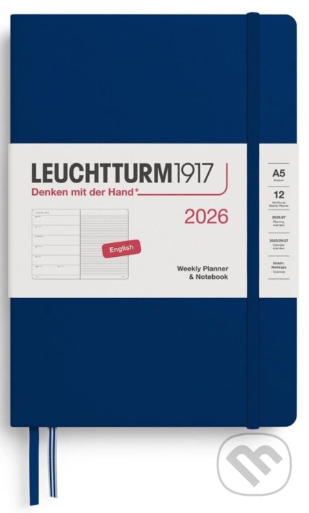 Weekly Planner & Notebook 2026 Medium (A5) Navy