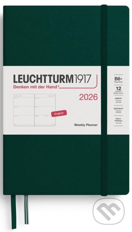 Weekly Planner 2026 Paperback (B6+) Forest Green