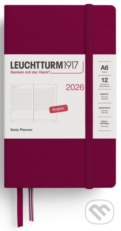 Daily Planner 2026 Pocket (A6) Port Red