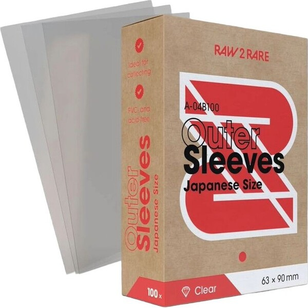 Raw2Rare Outer Sleeves Japanese ochranný obal na karty, 100 ks čirý