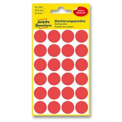 Avery Zweckform Samolepicí kulaté etikety Avery - červené, průměr 18 mm, 96 ks