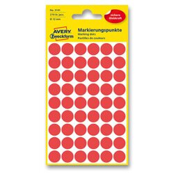 Avery Zweckform Samolepicí kulaté etikety Avery - červené, průměr 12 mm, 270 ks