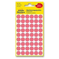 Avery Zweckform - kulaté etikety - průměr 12 mm, 270 etiket, červené neon