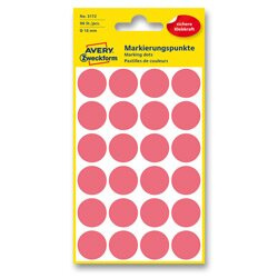 Avery Zweckform - kulaté etikety - průměr 18 mm, 96 etiket, červené neon