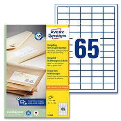 Avery Zweckform - univerzální etikety - 38,0 x 21,2 mm, 6500 etiket, recyklované