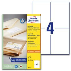 Avery Zweckform - univerzální etikety - 105,0 x 148,0 mm, 400 etiket, recyklované