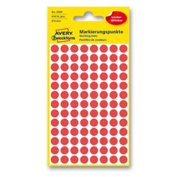 Avery Zweckform - kulaté etikety - průměr 8 mm, nepermanentní, 416 ks, červené