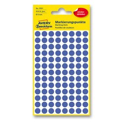 Avery Zweckform - kulaté etikety - průměr 8 mm, nepermanentní, 416 ks, modré
