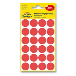 Avery Zweckform - kulaté etikety - průměr 18 mm, nepermanentní, 96 ks,  červené