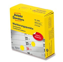 Avery Zweckform - permanentní kulaté etikety na roli - 10 mm, 800 etiket, žlutá
