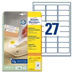 Avery Zweckform Samolepicí snímatelné etikety Avery - 63,5 x 29,6 mm, 675 ks