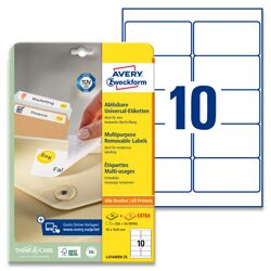Avery Zweckform Snímatelné etikety, bílé, 96,0 x 50,8 mm, 250 ks