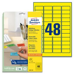 Avery Zweckform - nepermanentní etikety -  45,7 x 21,2 mm, 960 etiket, žluté