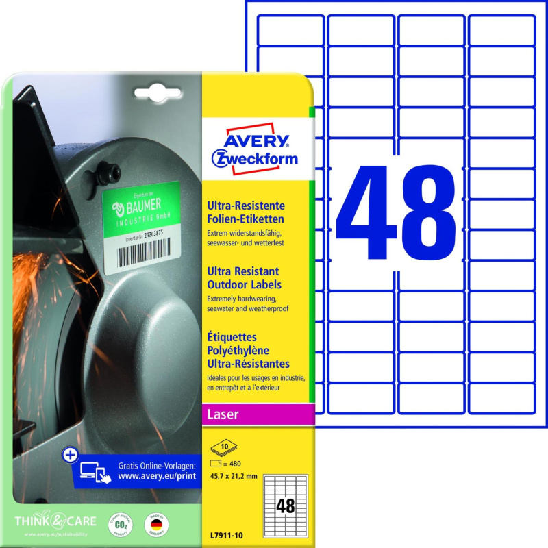 Avery Zweckform - ultra odolné etikety - 45,7 × 21,2 mm, 480 etiket