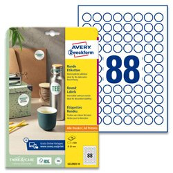 Avery Zweckform - nepermanentní kulaté etikety - průměr 20 mm, 880 etiket