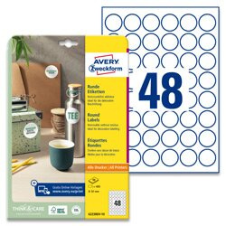 Snímatelné kulaté etikety Avery Zweckform - bílé, průměr 30 mm, 480 ks