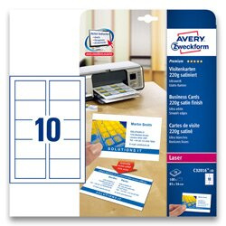 Avery Zweckform - vizitkový karton - 220 g, matný natíraný karton, 10 archů