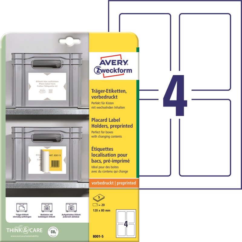 Avery Zweckform - etikety pro průmyslové boxy - 120 x 80 mm, 20 etiket