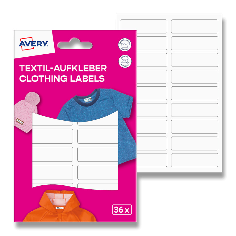 Avery Zweckform - etikety na textil - bílé, 45 x 13 mm, 36 etiket