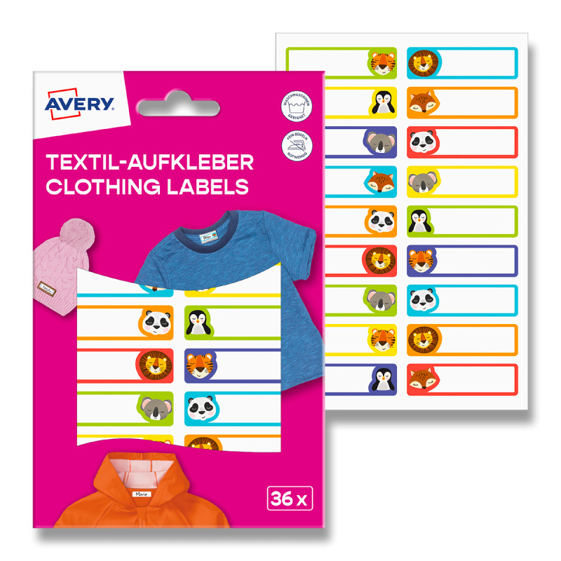 Avery Zweckform - etikety na textil - zvířátka, 45 x 13 mm, 36 etiket
