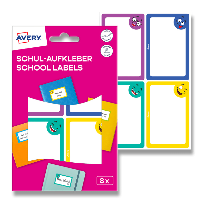 Avery Zweckform - školní etikety - emoji, 68 x 46 mm, 8 etiket
