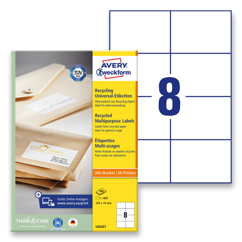Avery Zweckform - univerzální etikety - 105,0 x 74,0 mm, 800 etiket, recyklované