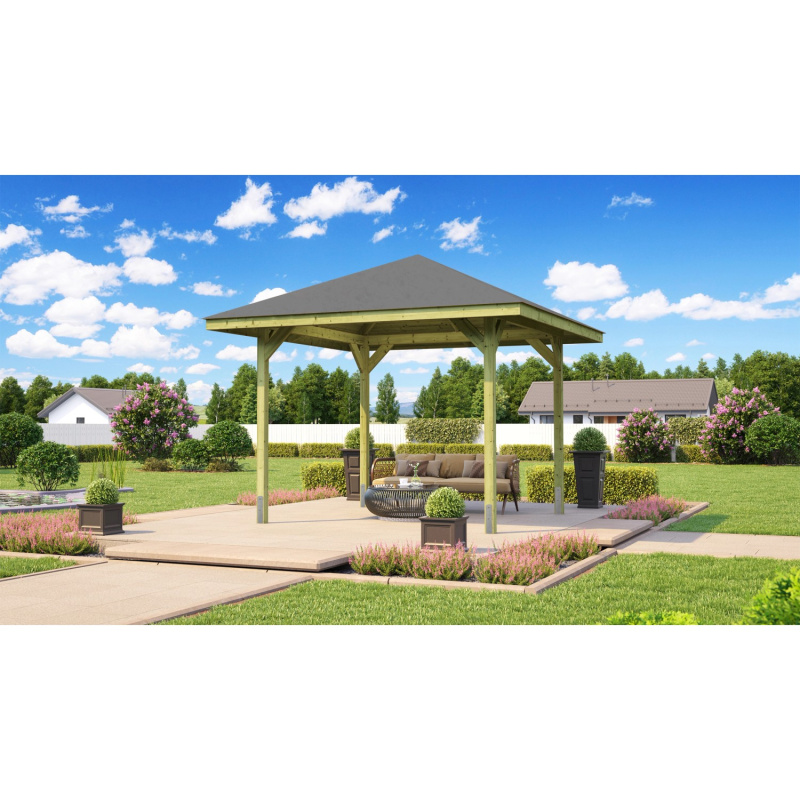 Weka Dřevěný zahradní altán 651 vel. 2 bez šindelů, 333 x 333 x 286 cm