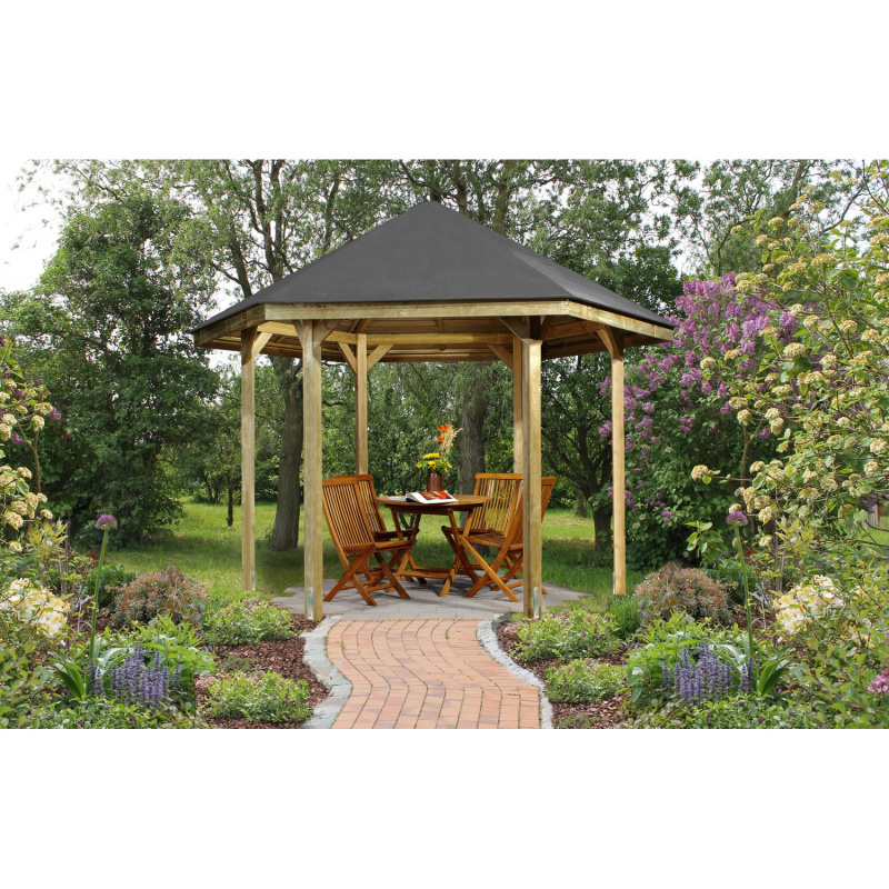 Weka Dřevěný zahradní altán 656 vel. 1 bez šindelů, 326 x 376 x 295 cm