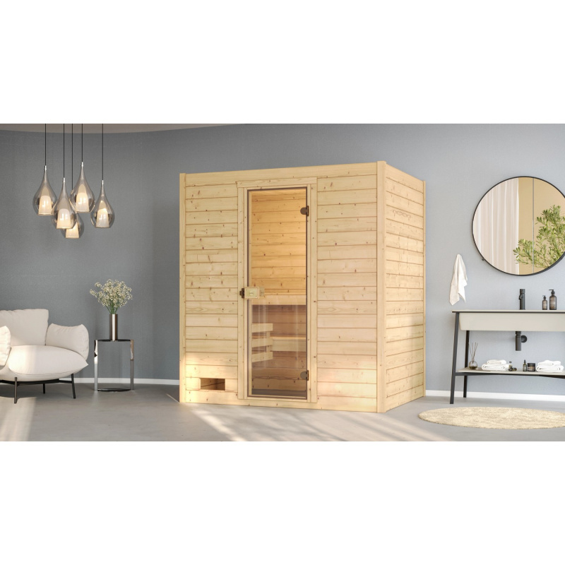 Weka Sauna z masivu 38 mm Valida 2 se skleněnými dveřmi