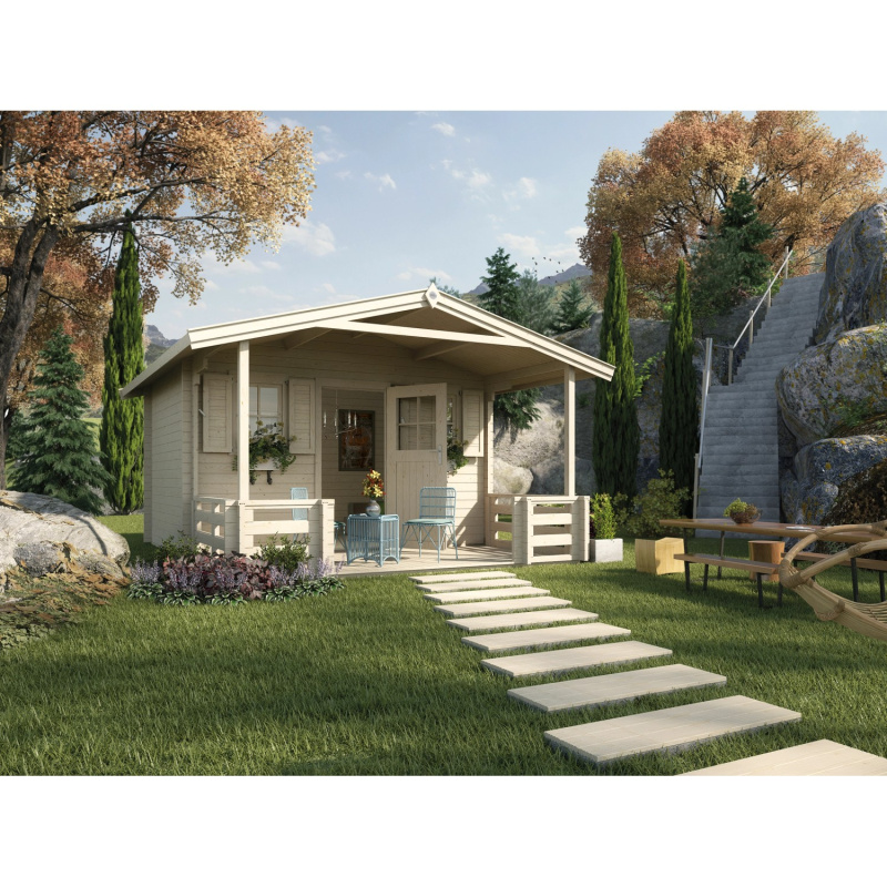 Weka Dřevěný zahradní domek s terasou 138 vel. 2, přírodní, 380 x 580 cm