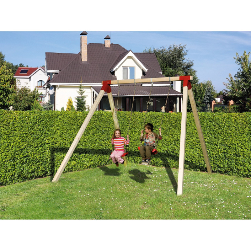 Weka Houpačka Tabaluga 816, přírodní/červená, 340 x 290 x 240 cm