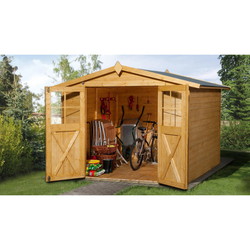 Weka Dřevěný zahradní domek Parma D světlý dub, 254 x 194 cm