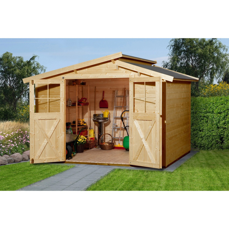 Weka Dřevěný zahradní domek 323 vel. 4, světlý dub, 299 x 250 cm