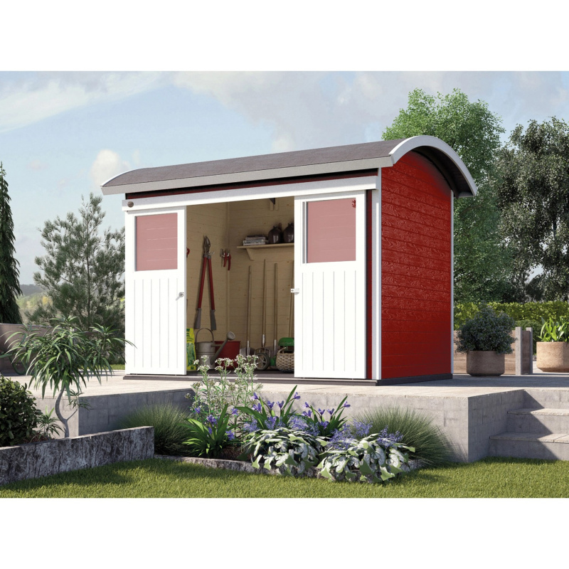 Weka Dřevěný zahradní domek 228 s posuv. dveřmi, švédská červená, 295 x 215 cm