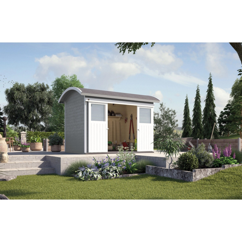 Weka Dřevěný zahradní domek 228 s posuvnými dveřmi, šedá, 295 x 215 cm
