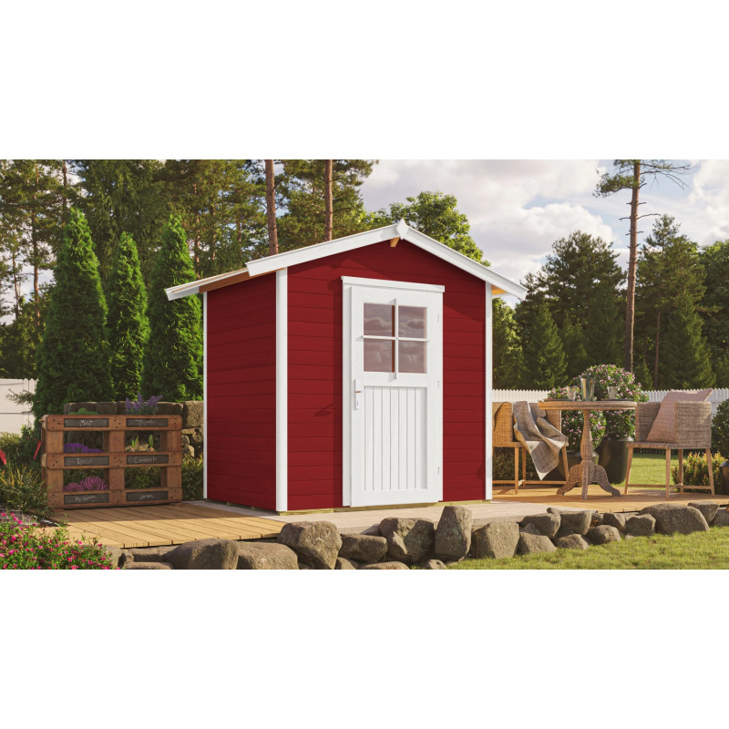 OBI Dřevěný zahradní domek Monza A švédská červená/bílá, 205 x 154 cm