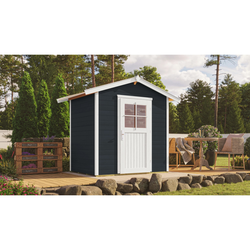 OBI Dřevěný zahradní domek Monza A antracit/bílý, 205 x 154 cm
