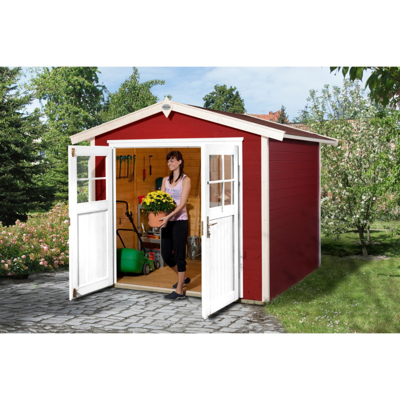 OBI Dřevěný zahradní domek Monza B švédská červená/bílá, 205 x 209 cm