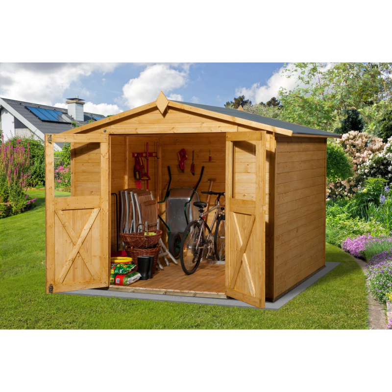 Weka Dřevěný zahradní domek Parma C světlý dub, 254 x 148 cm