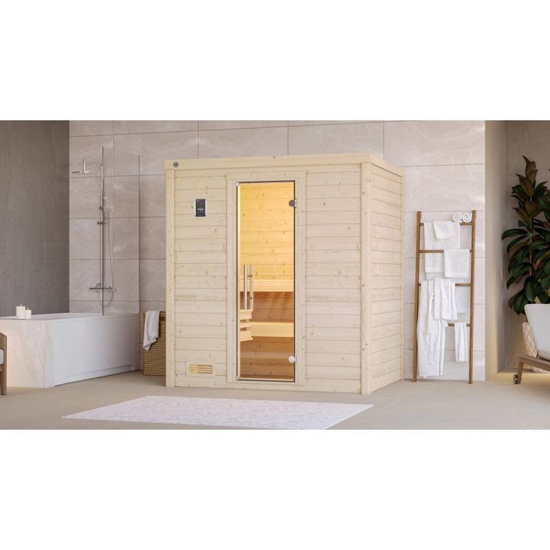 Weka Sauna z masivu Bergen skleněné dveře 198 cm x 148 cm x 203 cm