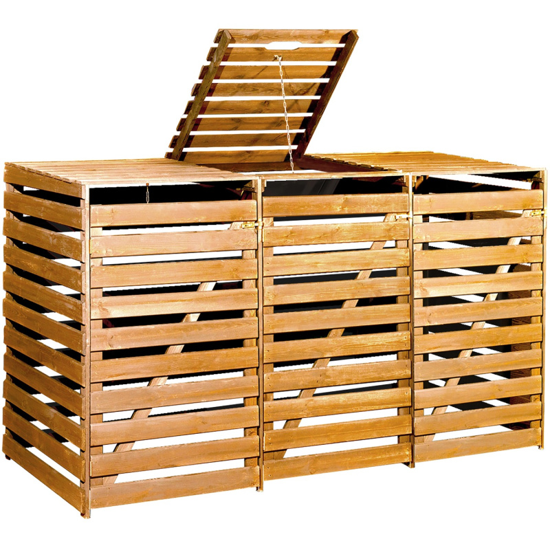 Weka Box na 3 popelnice, medově hnědý, impregnovaný