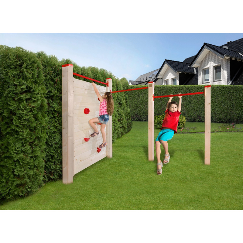 Weka Lezecká stěna s hrazdami Tabaluga, přírodní/červená