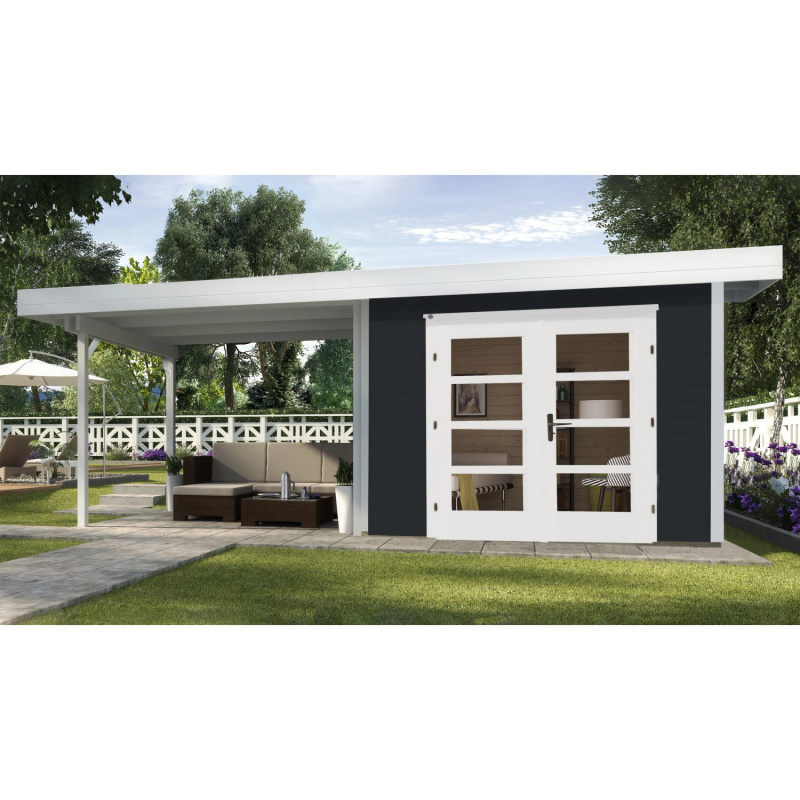 Weka Designový zahradní domek 126 B vel. 1, antracitová, 590 x 241 cm