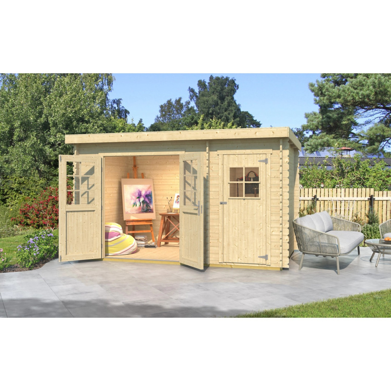 Weka Dřevěný zahradní domek Brixen s plochou střechou 370 x 200 cm